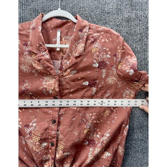 KUHL Elsie Tie Front Top Womens XL Brushed Red Floral Button Short Sleeve Cotton - Picture 10 of 10
